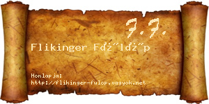 Flikinger Fülöp névjegykártya